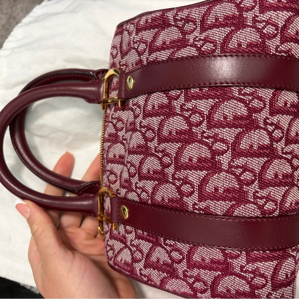 AUTHENTIC Dior Wine Red Monogram Mini Handbag - image 3